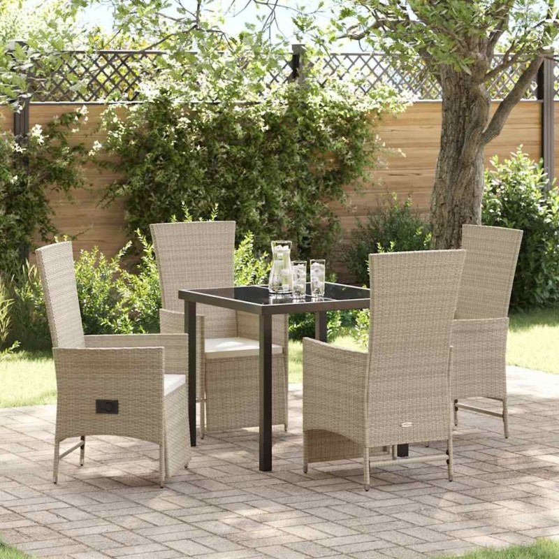 Ensemble de salle à manger pour jardin 5 pcs Beige polyrotin 618724618724