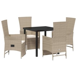 Ensemble de salle à manger pour jardin 5 pcs Beige polyrotin 618724618724