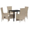 Ensemble de salle à manger pour jardin 5 pcs Beige polyrotin 618724618724