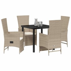 Ensemble de salle à manger pour jardin 5 pcs Beige polyrotin 618724618724