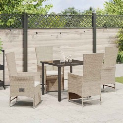 Ensemble de salle à manger pour jardin 5 pcs Beige polyrotin 618724618724