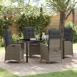 Ensemble de salle à manger pour jardin 5 pcs Gris polyrotin 618726618726