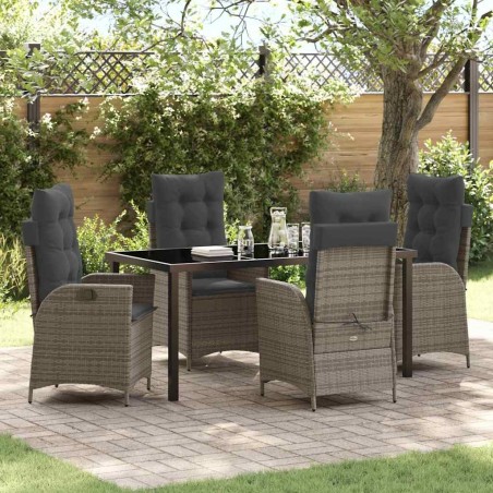 Ensemble de salle à manger pour jardin 5 pcs Gris polyrotin 618726618726