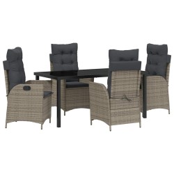 Ensemble de salle à manger pour jardin 5 pcs Gris polyrotin 618726618726