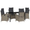 Ensemble de salle à manger pour jardin 5 pcs Gris polyrotin 618726618726