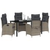 Ensemble de salle à manger pour jardin 5 pcs Gris polyrotin 618726618726