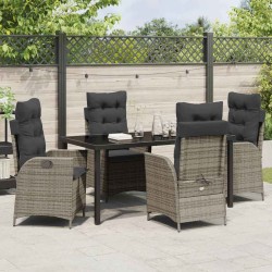 Ensemble de salle à manger pour jardin 5 pcs Gris polyrotin 618726618726