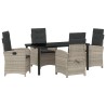 Ensemble de salle à manger pour jardin 5 pcs Gris clair 618728618728