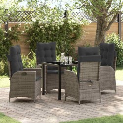 Ensemble de salle à manger pour jardin 5 pcs Gris polyrotin 618729618729