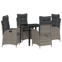Ensemble de salle à manger pour jardin 5 pcs Gris polyrotin 618729618729