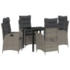 Ensemble de salle à manger pour jardin 5 pcs Gris polyrotin 618729618729