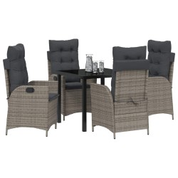 Ensemble de salle à manger pour jardin 5 pcs Gris polyrotin 618729618729
