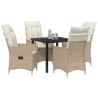 Ensemble de salle à manger pour jardin 5 pcs Beige polyrotin 618730618730