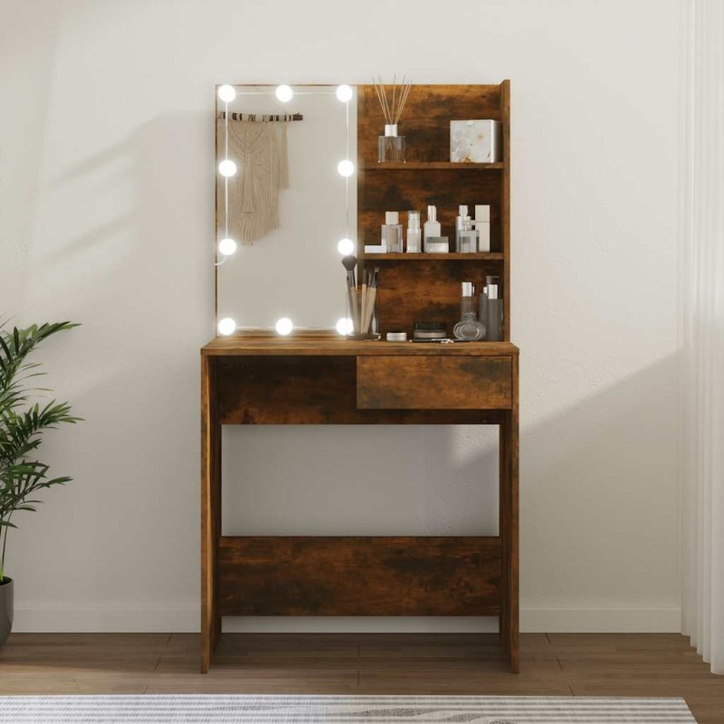 Coiffeuse avec LED Chêne marron 74,5x40x141 cm 618734618734