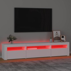 Meuble TV avec lumières LED Blanc 195x35x40 cm 618737618737