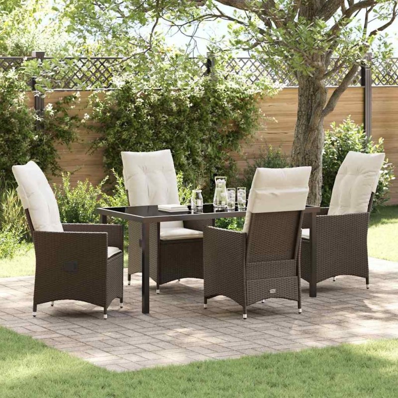 Ensemble de salle à manger pour jardin 5 pcs Marron polyrotin 618738618738