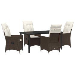 Ensemble de salle à manger pour jardin 5 pcs Marron polyrotin 618738618738