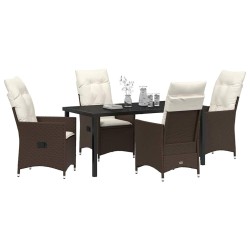 Ensemble de salle à manger pour jardin 5 pcs Marron polyrotin 618738618738