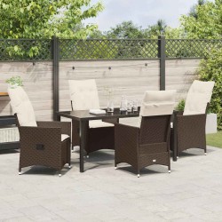 Ensemble de salle à manger pour jardin 5 pcs Marron polyrotin 618738618738