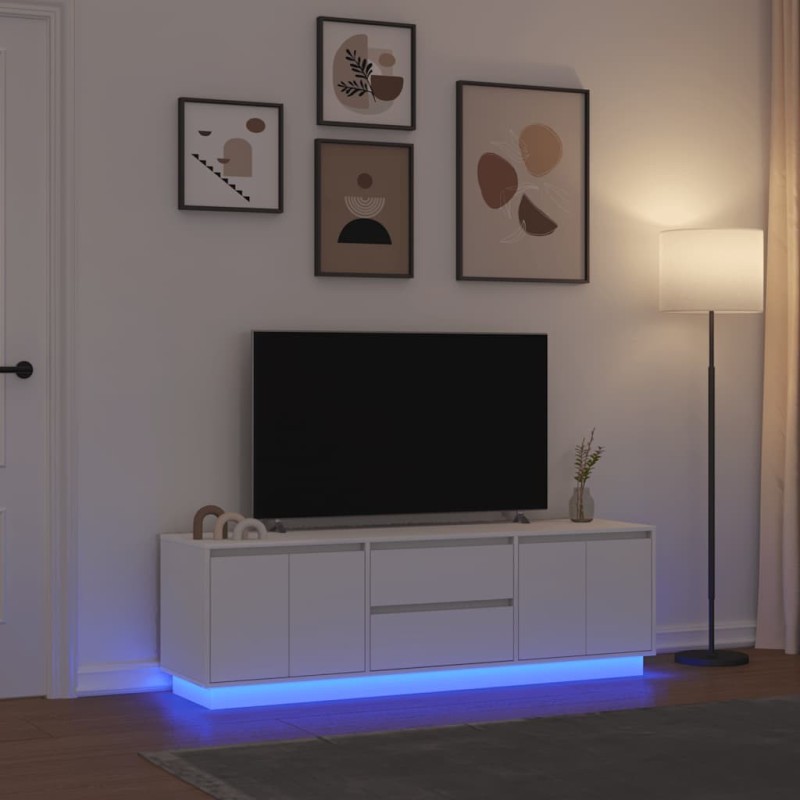 Meuble TV avec lumières LED blanc 160,5x41x50 cm 618743618743