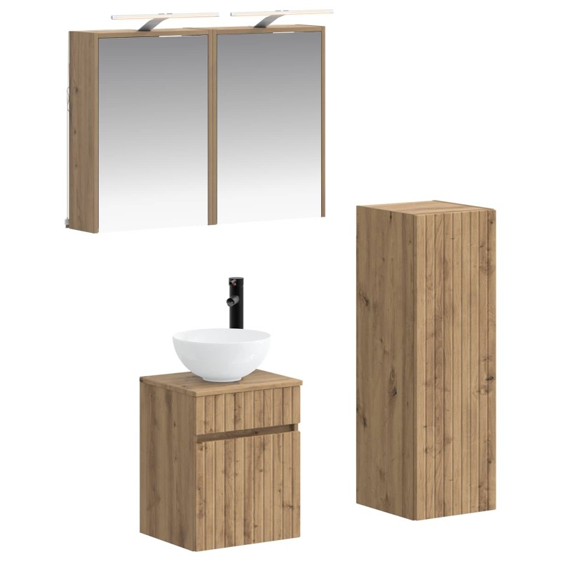 Ensemble de mobilier de salle de bain 4 pc Chêne artisanal 618750618750