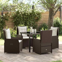 Ensemble de salle à manger pour jardin 5 pcs Marron polyrotin 618752618752