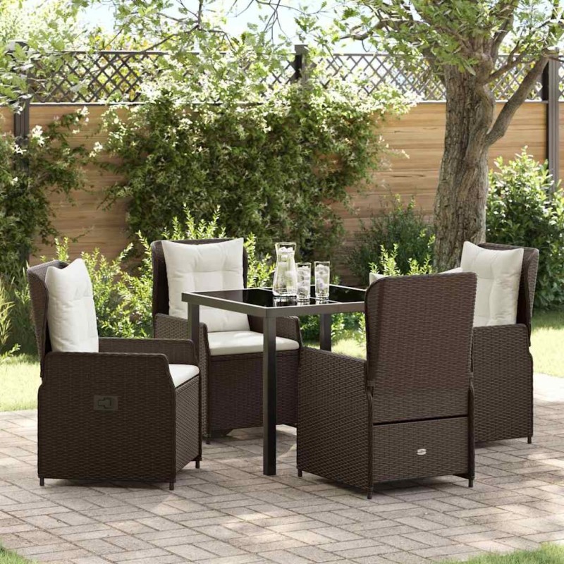 Ensemble de salle à manger pour jardin 5 pcs Marron polyrotin 618752618752