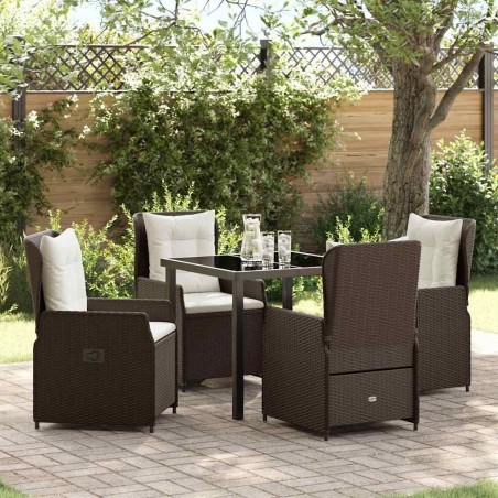 Ensemble de salle à manger pour jardin 5 pcs Marron polyrotin 618752618752