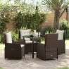 Ensemble de salle à manger pour jardin 5 pcs Marron polyrotin 618752618752