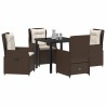 Ensemble de salle à manger pour jardin 5 pcs Marron polyrotin 618752618752