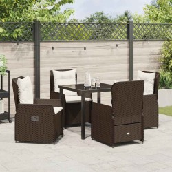 Ensemble de salle à manger pour jardin 5 pcs Marron polyrotin 618752618752