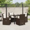 Ensemble de salle à manger pour jardin 5 pcs Marron polyrotin 618752618752