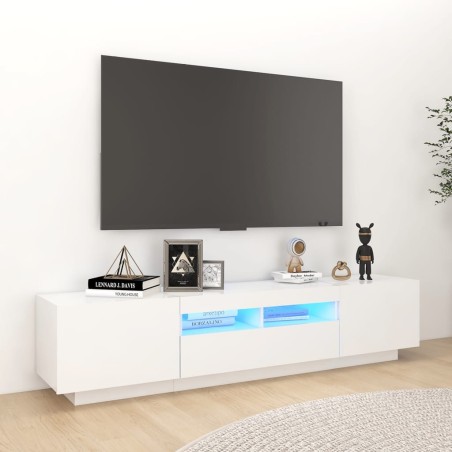 Meuble TV avec lumières LED Blanc 180x35x40 cm 618753618753