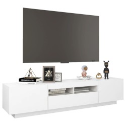 Meuble TV avec lumières LED Blanc 180x35x40 cm 618753618753