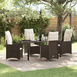 Ensemble de salle à manger pour jardin 5 pcs Marron polyrotin 618755618755