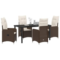 Ensemble de salle à manger pour jardin 5 pcs Marron polyrotin 618755618755