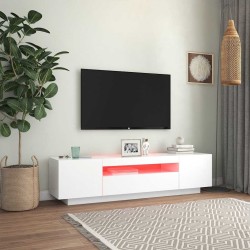 Meuble TV avec lumières LED blanc 160x35x40 cm 618757618757