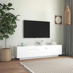 Meuble TV avec lumières LED blanc 160x35x40 cm 618757618757