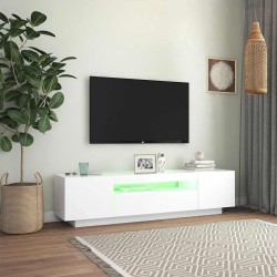 Meuble TV avec lumières LED blanc 160x35x40 cm 618757618757