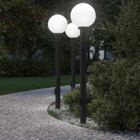 Bornes lumineuses avec sortie lot de 3 120 cm noir IP44 618760618760