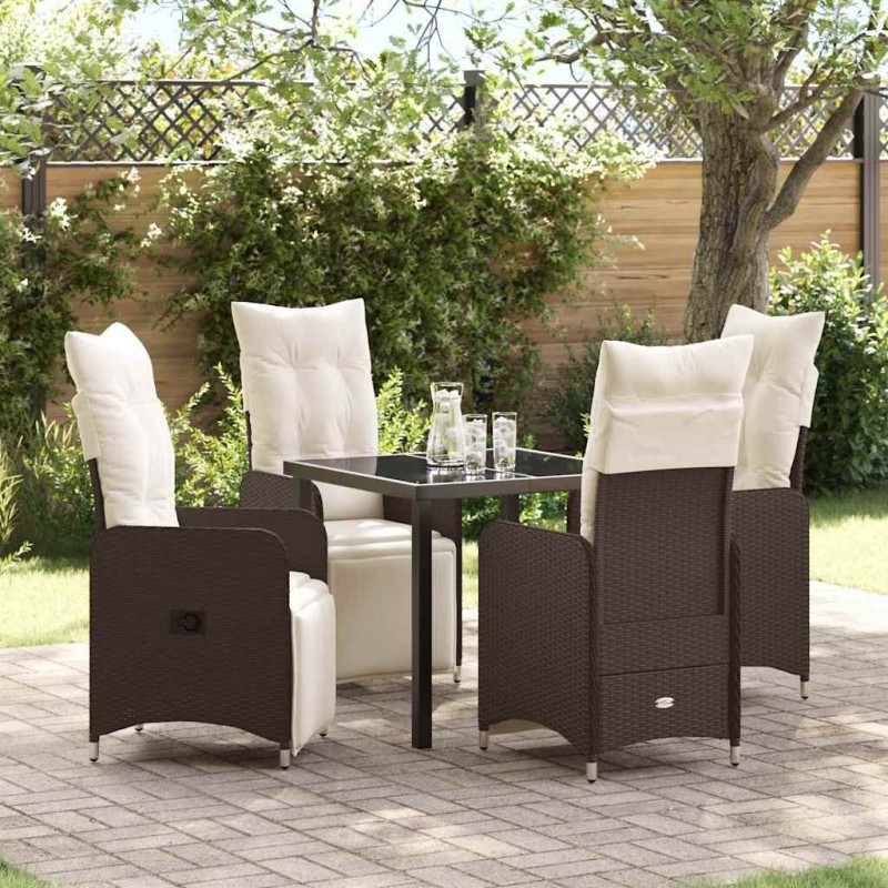 Ensemble de salle à manger pour jardin 5 pcs Marron polyrotin 618765618765