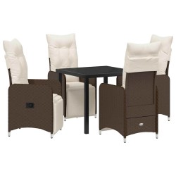 Ensemble de salle à manger pour jardin 5 pcs Marron polyrotin 618765618765