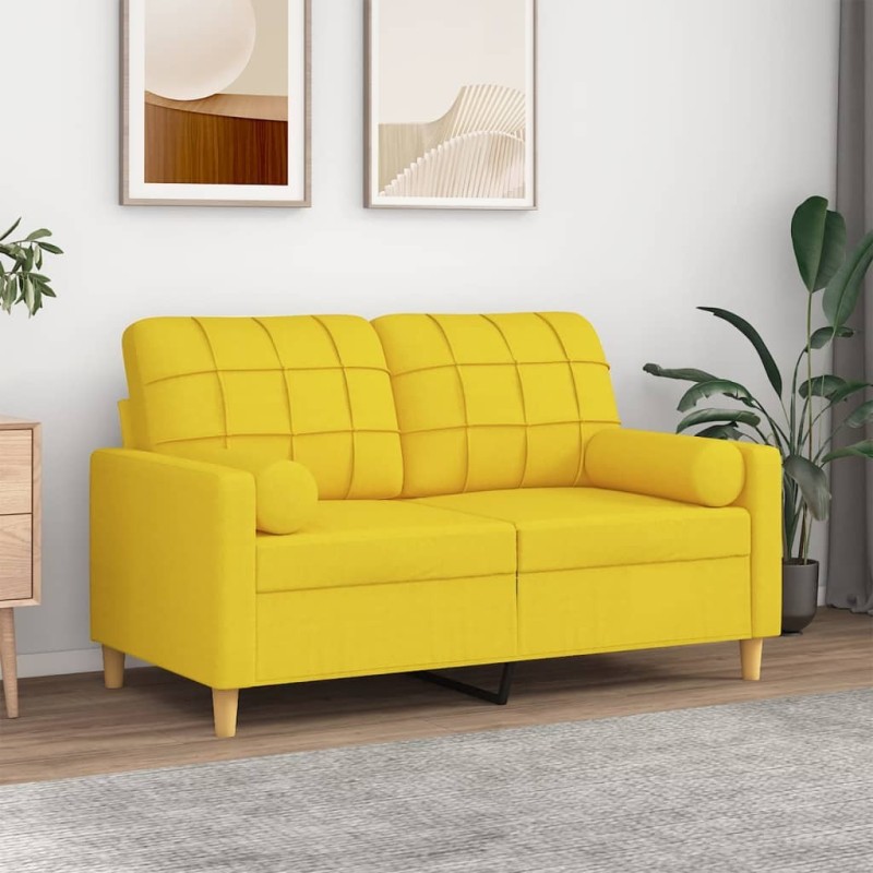 Canapé 2 places avec oreillers jaune clair 120 cm tissu 618768618768
