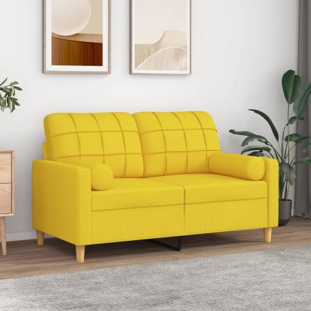 Canapé 2 places avec oreillers jaune clair 120 cm tissu 618768618768