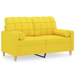 Canapé 2 places avec oreillers jaune clair 120 cm tissu 618768618768