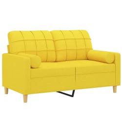 Canapé 2 places avec oreillers jaune clair 120 cm tissu 618768618768