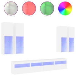 Ensemble de meubles TV muraux 7 pcs avec lumières LED blanc 618769618769