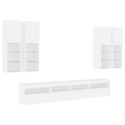 Ensemble de meubles TV muraux 7 pcs avec lumières LED blanc 618769618769