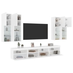 Ensemble de meubles TV muraux 7 pcs avec lumières LED blanc 618769618769