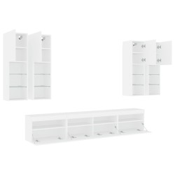 Ensemble de meubles TV muraux 7 pcs avec lumières LED blanc 618769618769